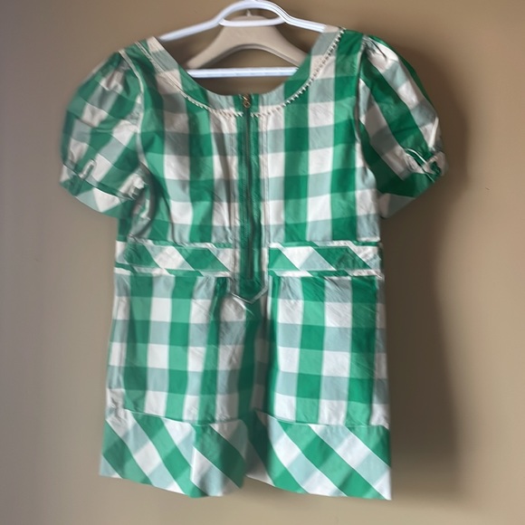 JUICY COUTURE sz6/8 green gingham plaid picnic top blouse silk/cotton - Picture 7 of 7